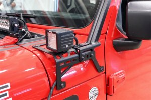 Jeep JL Light Brackets - Cowl - Dee Zee - Black Powder Coat - `18-`23